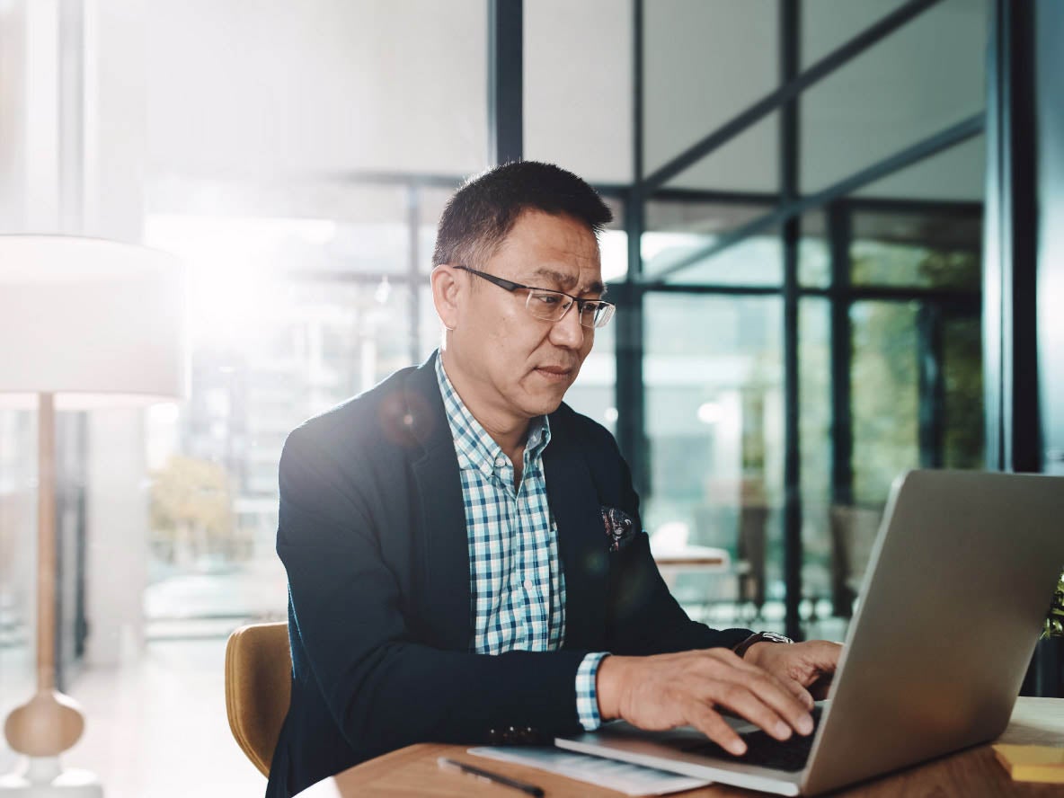 Man working on laptop